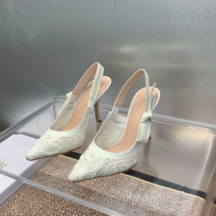 Dior Women Shoes Pumps Luxury Design Fashion Type 9.5cm High Heel Shoes for Wedding Style J'ADIOR SLINGBACK PUMP Cotton Fabric with Original Box
