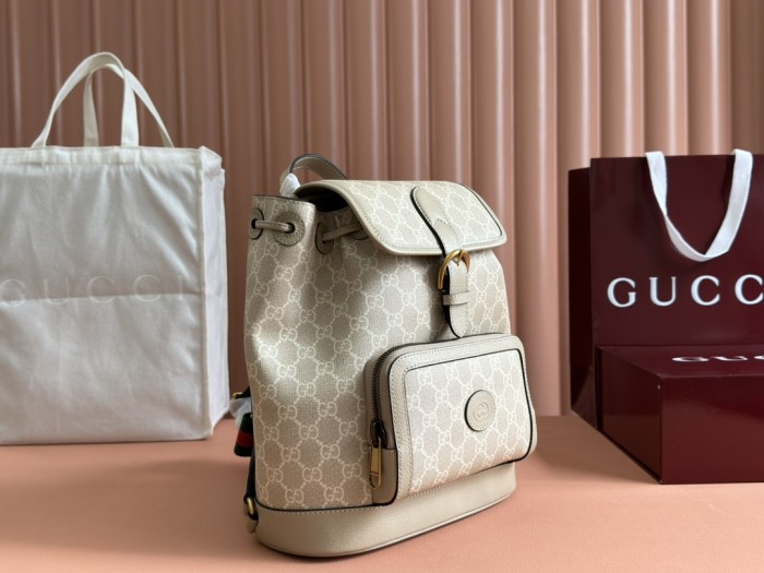 Gucci Womens Mens Fashion Bags Shoulder Backpacks Luxury Brand Backpack with Interlocking G in GG Supreme 674147 92THG 8563 with Original Box