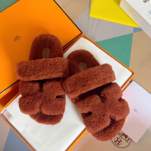 Hermes Womens Mens Unisex Shoes Winter Wool Extra Slippers Sandals Casual Fashion Sandals Luxury Brand with Original Box Whatsapp【+1-3239614486】