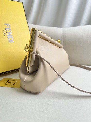 Fendi Womens Bags Shoulder Bags Clutch Luxury Brand Fendi First Small Dove grey leather bag 8BP129ABVEF0E65 with Original Box whatsapp【+1-3239614486】