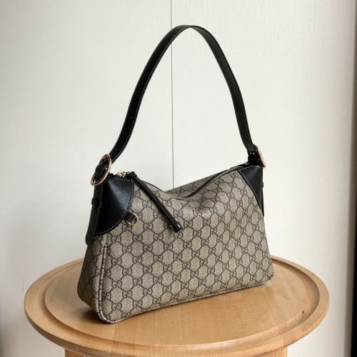Gucci Womens Bags Shoulder Handbag Luxury Brand GG Emblem medium shoulder bag in beige and Black Handbag,Shoulder Bag Handbags whatsapp【+1-3239614486】