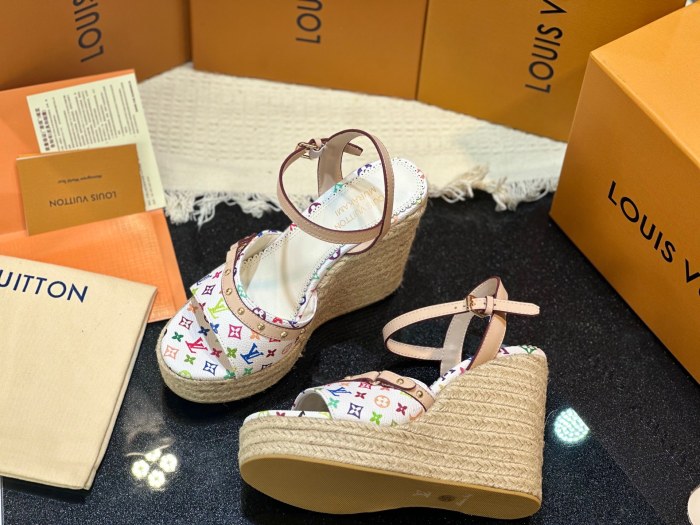 Louis Vuitton Womens Shoes Sandals High Heel 8.5cm Luxury Brand 1AGYX0 LV x TM Helios Wedge Sandal with Original Box whatsapp【+1-3239614486】
