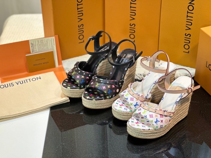 Louis Vuitton Womens Shoes Sandals High Heel 8.5cm Luxury Brand 1AGYX0 LV x TM Helios Wedge Sandal with Original Box whatsapp【+1-3239614486】