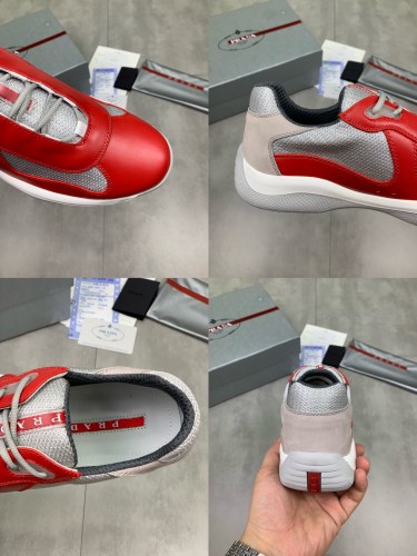 Prada Womens Shoes Sneakers Casual Luxury Brand Prada America's Cup Soft Rubber And Bike Fabric Sneakers with Original Box Whatsapp【+1-3239614486】