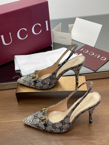 Gucci Womens Shoes Sandals Slingback High Heels 8cm Luxury Brand Fashion Shoes for Women with Original Box whatsapp【+1-3239614486】