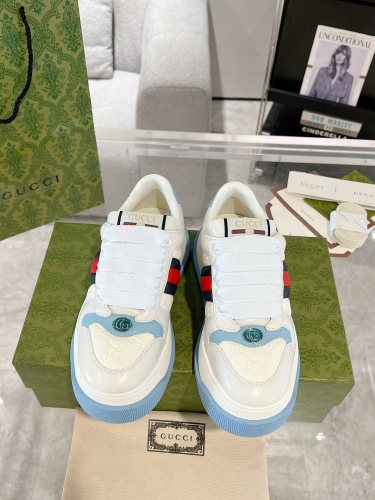 Gucci Womens Mens Unisex Shoes Sneakers Luxury Brand Fashion WOMEN'S SCREENER TRAINER WITH WEB 777106 AAC72 9554 with Original Box Whatsapp【+1-3239614486】