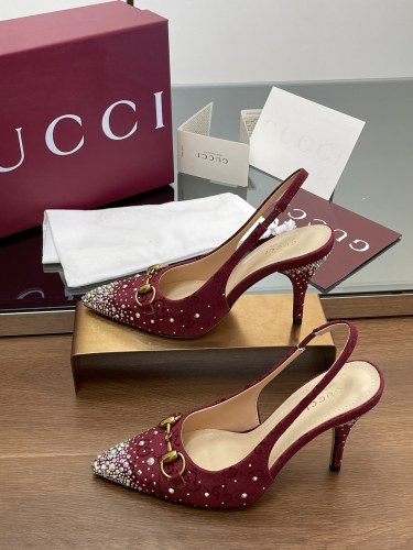 Gucci Womens Shoes Sandals Slingback High Heels 8cm Luxury Brand Fashion Shoes for Women with Original Box whatsapp【+1-3239614486】