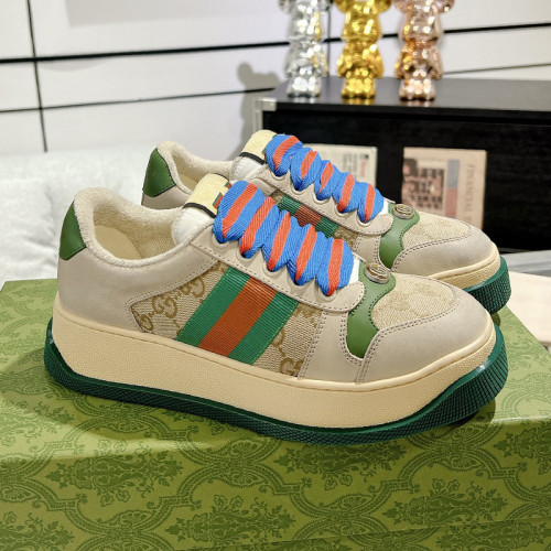 Gucci Womens Mens Unisex Shoes Sneakers Luxury Brand Fashion WOMEN'S SCREENER TRAINER WITH WEB 777106 AAC72 9554 with Original Box Whatsapp【+1-3239614486】