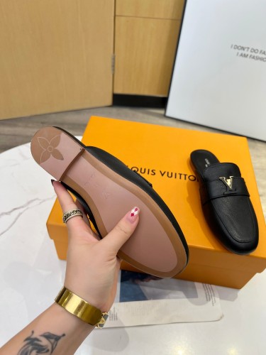 Louis Vuitton Womens Shoes Loafer Luxury Brand 1ACH5L LV Capri Open Back Loafer with Original Box whatsapp【+1-3239614486】