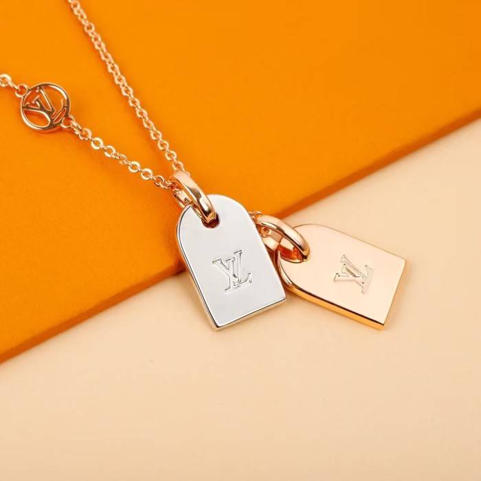 Louis Vuitton Luxury Womens Necklaces Forever Young Necklace Luxury Brand Nanogram Two-Tone Tag Chain Necklace whatsapp 【+1-3239614486】