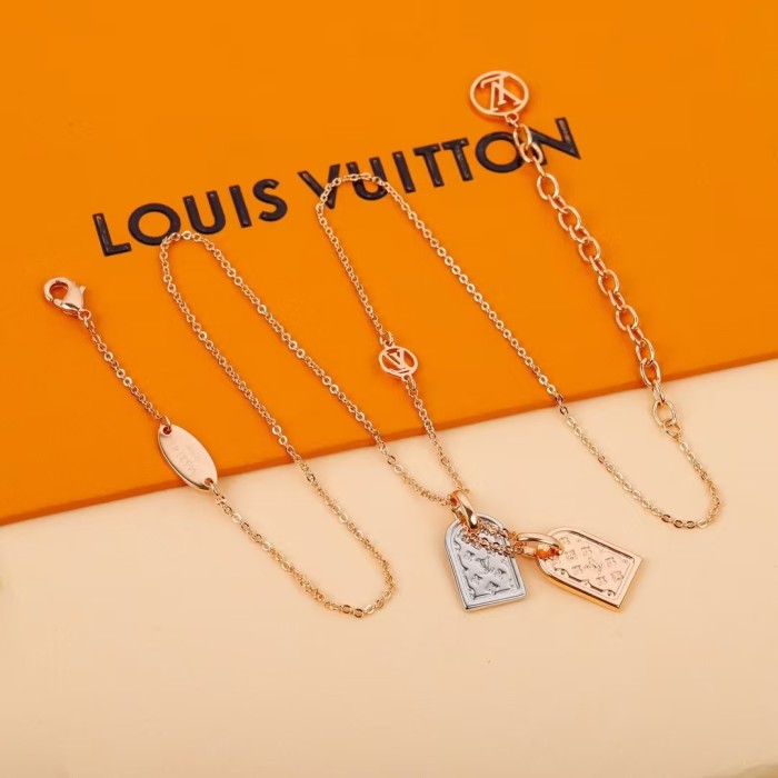 Louis Vuitton Luxury Womens Necklaces Forever Young Necklace Luxury Brand Nanogram Two-Tone Tag Chain Necklace whatsapp 【+1-3239614486】