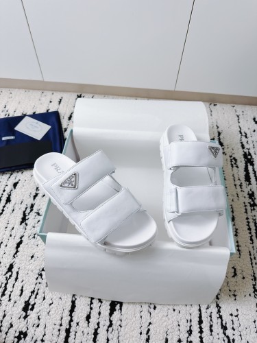Prada Womens Shoes Casual Shoes Sandals Slippers Luxury Brand Leather strap sandals with Original Box 2X3129_3LEM_F0002 Whatsapp【+1-3239614486】