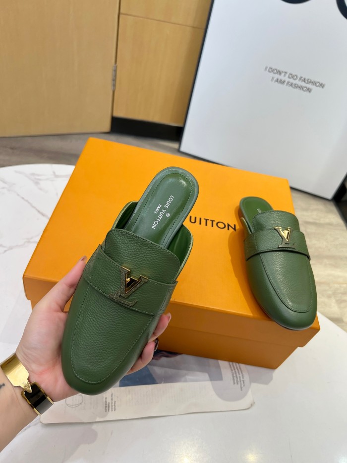 Louis Vuitton Womens Shoes Loafer Luxury Brand 1ACH5L LV Capri Open Back Loafer with Original Box whatsapp【+1-3239614486】