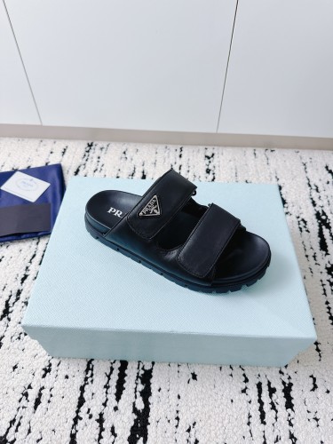 Prada Womens Shoes Casual Shoes Sandals Slippers Luxury Brand Leather strap sandals with Original Box 2X3129_3LEM_F0002 Whatsapp【+1-3239614486】