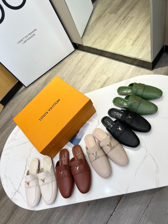 Louis Vuitton Womens Shoes Loafer Luxury Brand 1ACH5L LV Capri Open Back Loafer with Original Box whatsapp【+1-3239614486】