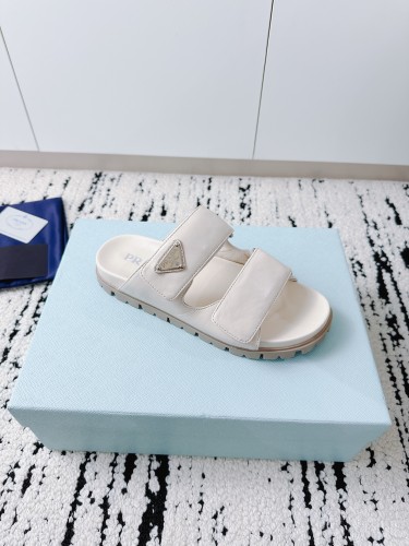 Prada Womens Shoes Casual Shoes Sandals Slippers Luxury Brand Leather strap sandals with Original Box 2X3129_3LEM_F0002 Whatsapp【+1-3239614486】
