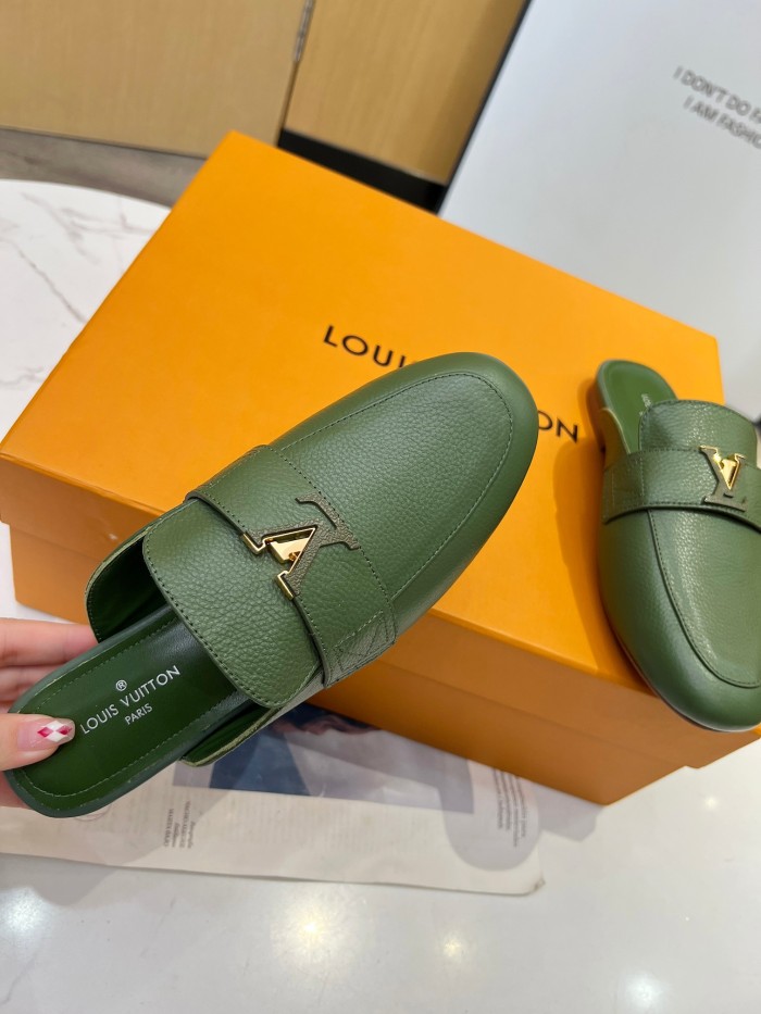 Louis Vuitton Womens Shoes Loafer Luxury Brand 1ACH5L LV Capri Open Back Loafer with Original Box whatsapp【+1-3239614486】