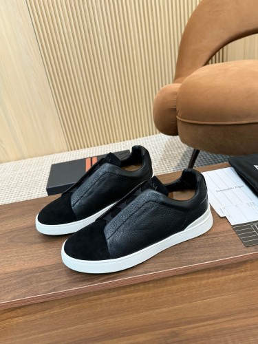 Zegna Men Shoes Sneakers Luxury Brand LHRHS-S4667Z-NAV LEATHER AND SUEDE TRIPLE STITC SNEAKERS with Original Box Whatsapp 【+1-3239614486】
