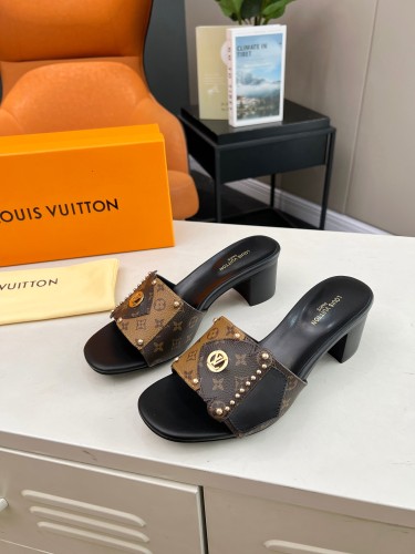 Louis Vuitton Womens Shoes Sandals Slippers Luxury Brand 4.5cm Heel LV Frame Fat Mule 1ACXG6 with Original Box Whatsapp 【+1-3239614486】