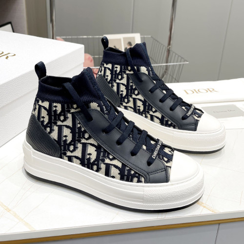 Dior Womens Shoes Sneakers Luxury Brand Walk'n'Dior Platform Sneaker Deep Blue Dior Oblique KCK393TOK_S56B with Original Box WhatsApp 【+1-3239614486】