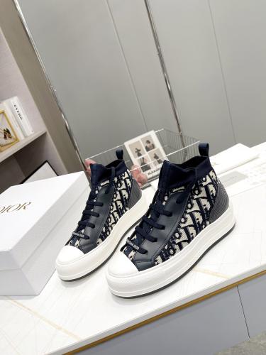 Dior Womens Shoes Sneakers Luxury Brand Walk'n'Dior Platform Sneaker Deep Blue Dior Oblique KCK393TOK_S56B with Original Box WhatsApp 【+1-3239614486】