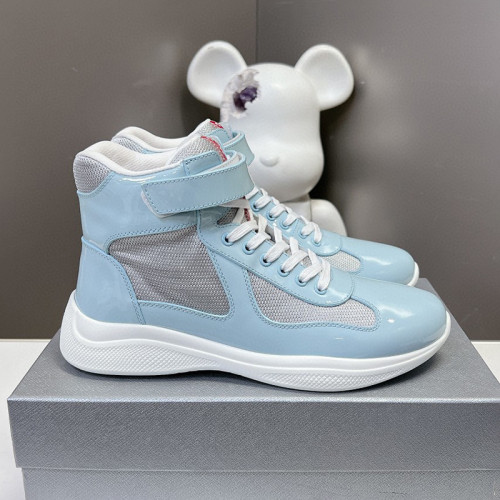 Prada Womens Mens Shoes Sneakers Boots Casual Luxury Brand Prada America's Cup Soft Rubber And Bike Fabric Sneakers with Original Box Whatsapp【+1-3239614486】