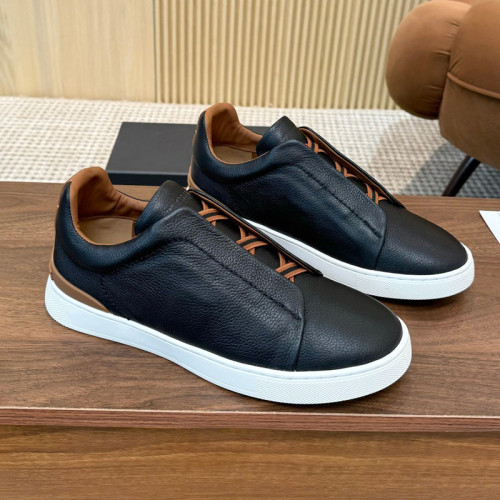 Zegna Men Shoes Sneakers Luxury Brand LHRHS-S4667Z-NAV LEATHER AND SUEDE TRIPLE STITC SNEAKERS with Original Box Whatsapp 【+1-3239614486】
