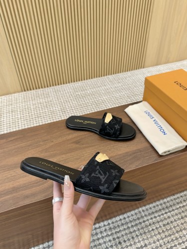Louis Vuitton Womens Shoes Sandals Slippers Luxury Brand LV Lily Flat Mule 1AGX45 with Original Box Whatsapp 【+1-3239614486】