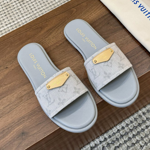 Louis Vuitton Womens Shoes Sandals Slippers Luxury Brand LV Lily Flat Mule 1AGX45 with Original Box Whatsapp 【+1-3239614486】