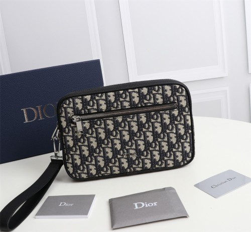 Dior Womens Mens Bags Clutch Pouch Luxury Fashion Toiletry Bag Beige and Black Dior Oblique Jacquard with Original Box 2ESCA340YSE_H05E Whatsapp【+1-3239614486】