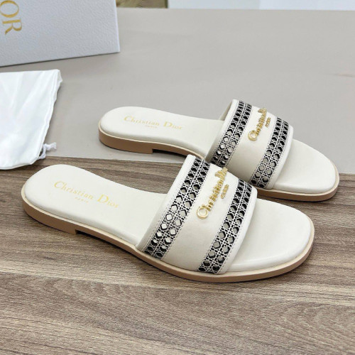 Dior Women Shoes Slippers Slide Sandals Luxury Brand Dior Or D-Lane Slide Laminiertes Microcannage Kalbsleder in durchbrochener Optik in Goldfarbe with Original Box