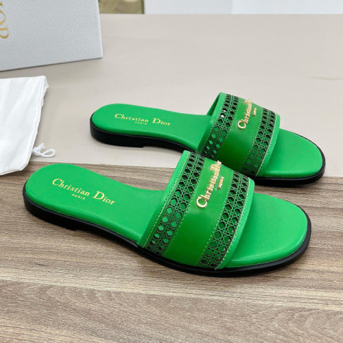 Dior Women Shoes Slippers Slide Sandals Luxury Brand Dior Or D-Lane Slide Laminiertes Microcannage Kalbsleder in durchbrochener Optik in Goldfarbe with Original Box