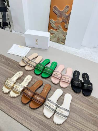 Dior Women Shoes Slippers Slide Sandals Luxury Brand Dior Or D-Lane Slide Laminiertes Microcannage Kalbsleder in durchbrochener Optik in Goldfarbe with Original Box