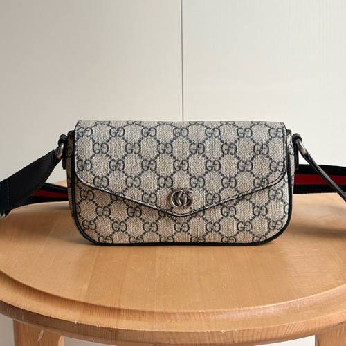 Gucci Womens Bags Shoulder Messenger Bag Luxury Brand Ophidia mini bag in beige and blue Supreme with Original Box 764961 FACU3 4047