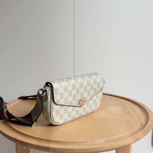 Gucci Womens Bags Shoulder Messenger Bag Luxury Brand Ophidia mini bag in beige and oatmeal Supreme with Original Box 764961 2ZGMN 9643