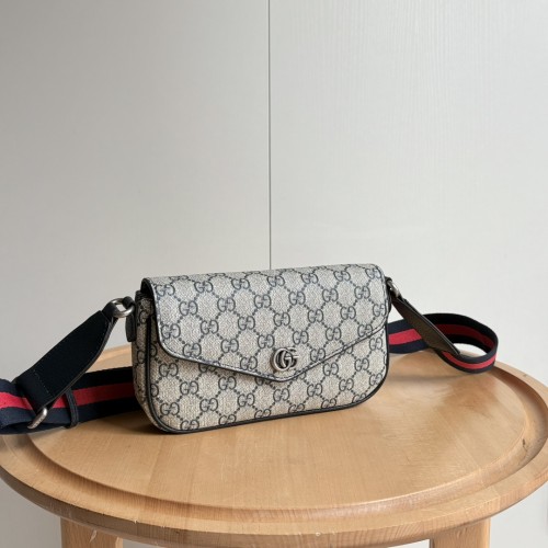 Gucci Womens Bags Shoulder Messenger Bag Luxury Brand Ophidia mini bag in beige and blue Supreme with Original Box 764961 FACU3 4047
