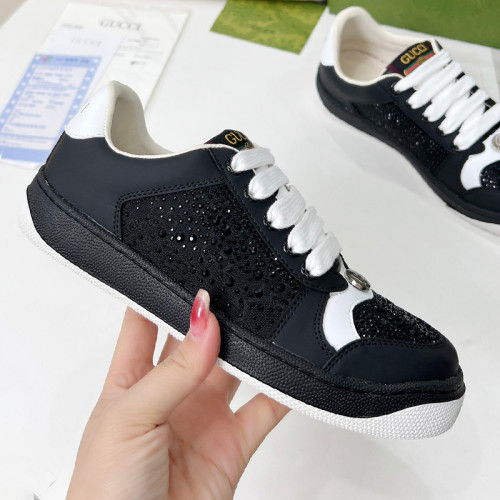Gucci Womens Shoes Sneakers Luxury Brand Women's Screener sneaker in light grey leather 732193 FADQ7 9096 with Original Box whatsapp 【+1-3239614486】