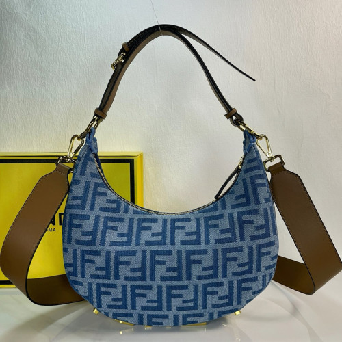 Fendi Womens Bags Shoulder Handbags Luxury Brand Fendigraphy Small Brown FF fabric bag 8BR798ALP3F1I02