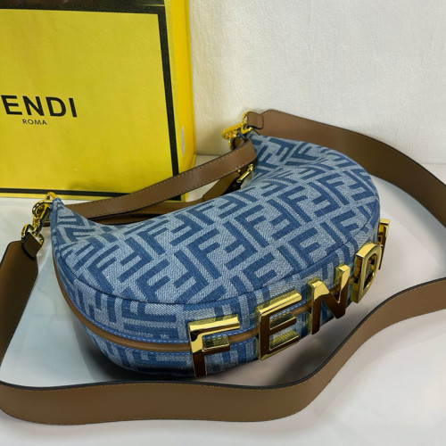 Fendi Womens Bags Shoulder Handbags Luxury Brand Fendigraphy Small Brown FF fabric bag 8BR798ALP3F1I02