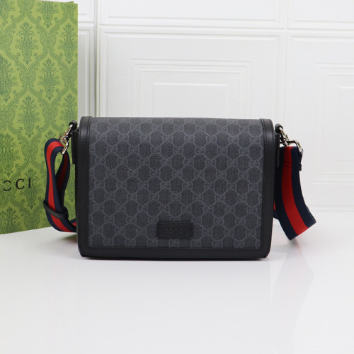 Gucci Mens Bags Shoulder Messenger Bag Luxury Brand 771167 K5RLN 1095 GG Black medium crossbody bag in black Supreme with Original Box 764961 FACU3 4047