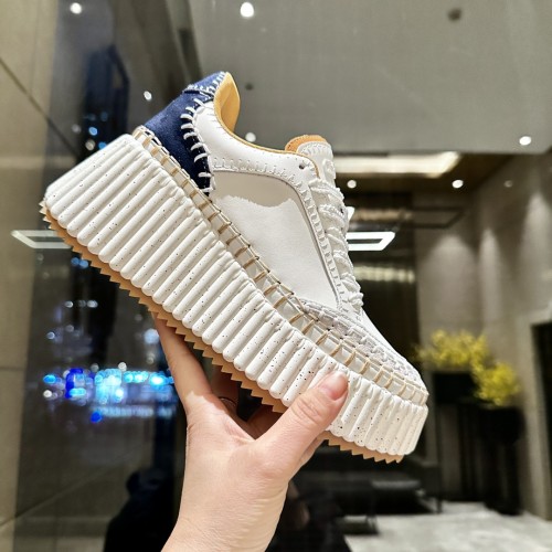 Chloe Chloé Womens Shoes Sneakers Luxury Brand Nama Wedge Sneaker with Original Box Whatsapp【+1-3239614486】