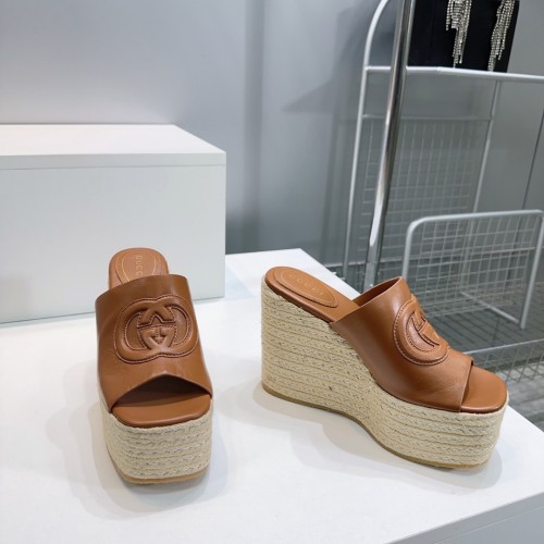 Gucci Womens Shoes Double G Espadrilles Luxury Brand WOMEN'S INTERLOCKING G SANDAL 11cm Heel With Original Box Whatsapp【+1-3239614486】