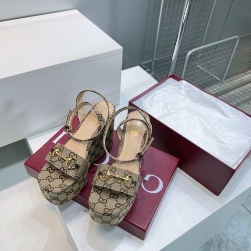 Gucci Womens Shoes Double G Espadrilles Luxury Brand WOMEN'S INTERLOCKING G SANDAL 11cm Heel With Original Box Whatsapp【+1-3239614486】