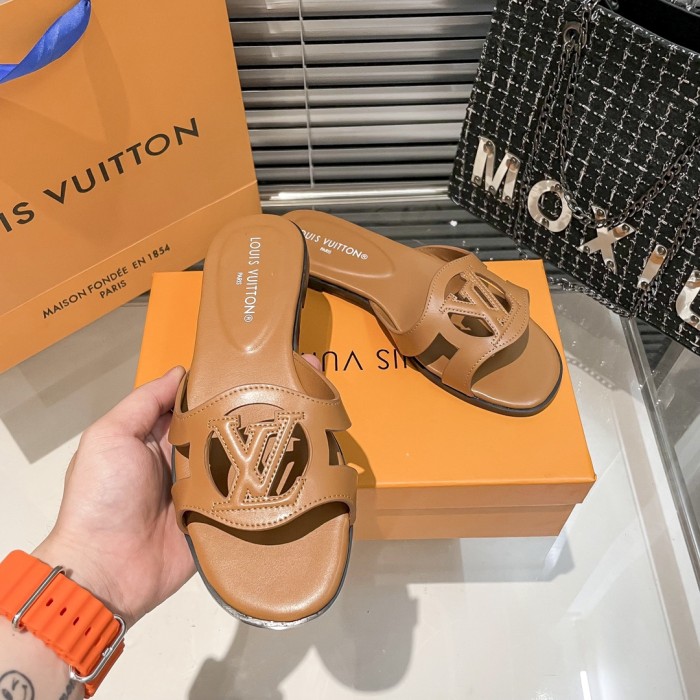 Louis Vuitton Womens Shoes Sandals Slippers Luxury Brand 1AGYLP LV Isola Flat Mule with Original Box Whatsapp 【+1-3239614486】