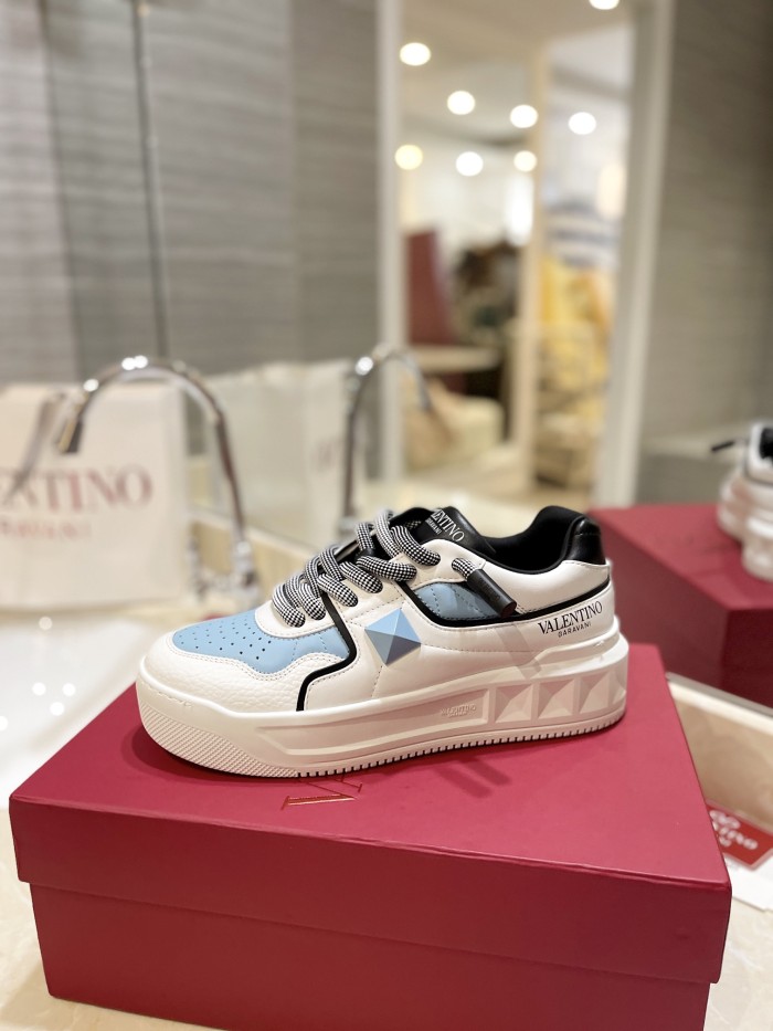 Valentino Womens Mens Unisex Shoes Sneakers Leather Luxury Brand Valentino Garavani Freedots XL calfskin leather trainer with Original Box Whatsapp【+1-3239614486】