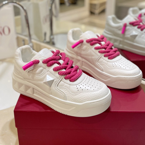 Valentino Womens Mens Unisex Shoes Sneakers Leather Luxury Brand Valentino Garavani Freedots XL calfskin leather trainer with Original Box Whatsapp【+1-3239614486】