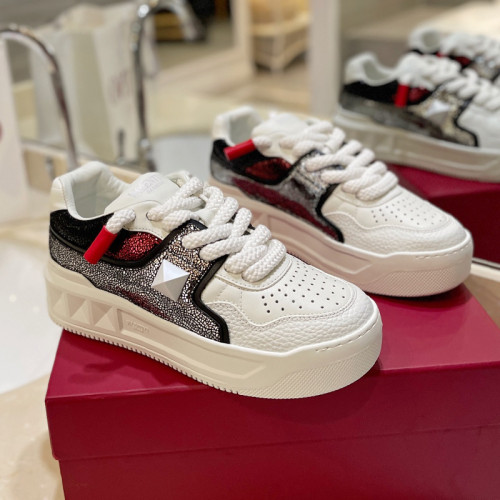 Valentino Womens Mens Unisex Shoes Sneakers Leather Luxury Brand Valentino Garavani Freedots XL calfskin leather trainer with Original Box Whatsapp【+1-3239614486】