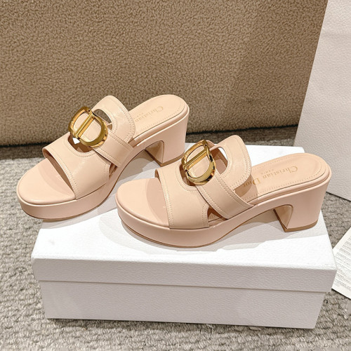 Dior Women Shoes Slippers Slide Sandals Luxury Brand 7cm Heel and 2.5cm Platform Dior 30 Montaigne Slide Calfskin with Original Box whatsapp 【+1-3239614486】