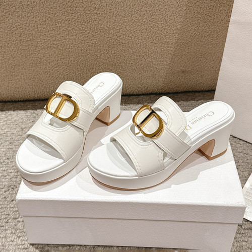 Dior Women Shoes Slippers Slide Sandals Luxury Brand 7cm Heel and 2.5cm Platform Dior 30 Montaigne Slide Calfskin with Original Box whatsapp 【+1-3239614486】
