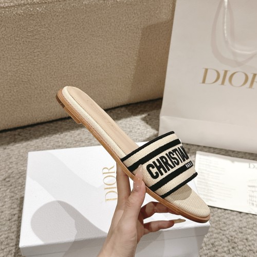 Dior Women Shoes Slippers Slide Sandals Luxury Brand Dior Or D-Lane Slide Laminiertes Microcannage Kalbsleder with Original Box